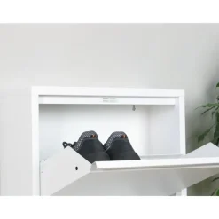 Schoenenkasten-Hioshop Pisa schoenenkast wit metaal met 5 vakken