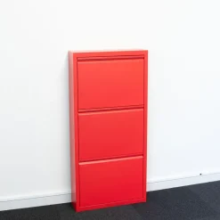 Hioshop Pisa schoenenkast rood metaal met 9 vakken