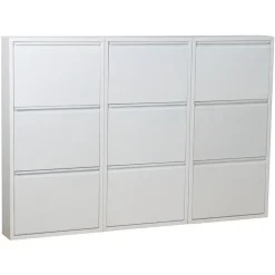 Schoenenkasten-Hioshop Pisa schoenenkast wit metaal met 3 vakken - set van 3