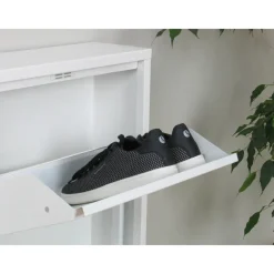 Schoenenkasten-Hioshop Pisa schoenenkast wit metaal met 3 vakken - set van 3