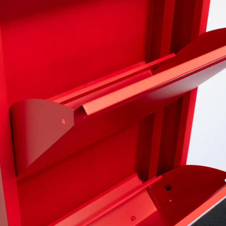 Hioshop Pisa schoenenkast rood metaal met 5 vakken