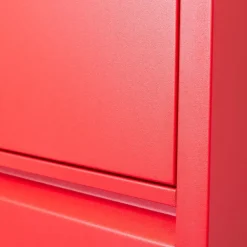 Hioshop Pisa schoenenkast rood metaal met 5 vakken