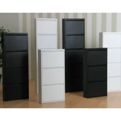 Schoenenkasten-Hioshop Pisa schoenenkast zwart metaal met 3 vakken - set van 2