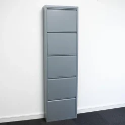 Schoenenkasten-Hioshop Pisa schoenenkast grijs metaal met 5 vakken