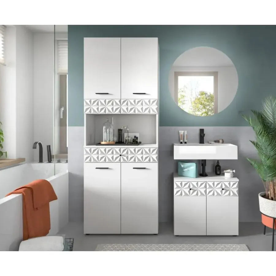 Badmeubelsets-Merkloos Hioshop Prisma badkamer P3 wit