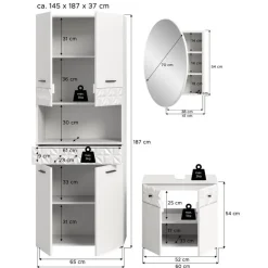 Badmeubelsets-Merkloos Hioshop Prisma badkamer P3 wit