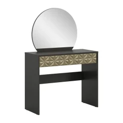 Kaptafels-Hioshop Prisma kaptafel 1 lade 1 spiegel zwart- goudkleurig