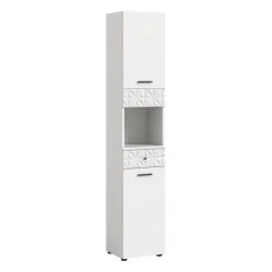 Merkloos Hioshop Prisma kolomkast 2 deuren- 1 lade- 1 plank wit
