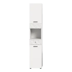 Merkloos Hioshop Prisma kolomkast 2 deuren- 1 lade- 1 plank wit