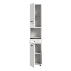 Merkloos Hioshop Prisma kolomkast 2 deuren- 1 lade- 1 plank wit