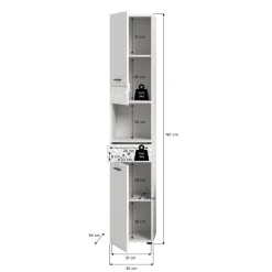 Merkloos Hioshop Prisma kolomkast 2 deuren- 1 lade- 1 plank wit