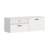 Merkloos Hioshop Prisma schoenenkast 2 schuifdeuren- 1 vouwdeur- 2 lades- 1 plank wit
