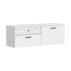 Merkloos Hioshop Prisma schoenenkast 2 schuifdeuren- 1 vouwdeur- 2 lades- 1 plank wit