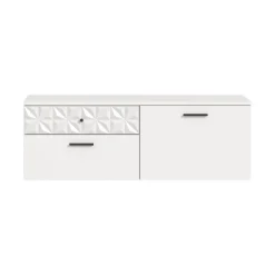 Merkloos Hioshop Prisma schoenenkast 2 schuifdeuren- 1 vouwdeur- 2 lades- 1 plank wit