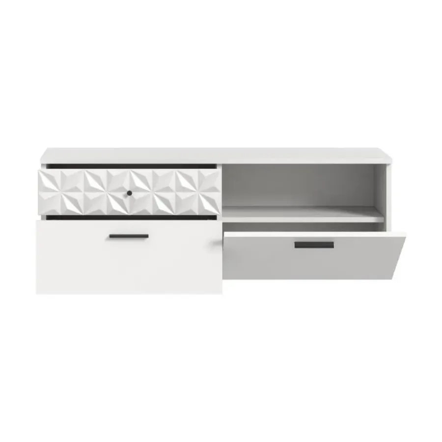 Merkloos Hioshop Prisma schoenenkast 2 schuifdeuren- 1 vouwdeur- 2 lades- 1 plank wit
