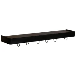 Wandplanken-Merkloos Hioshop Protopia Dan-Form wandplank met haken 9 haken fineer essen zwart
