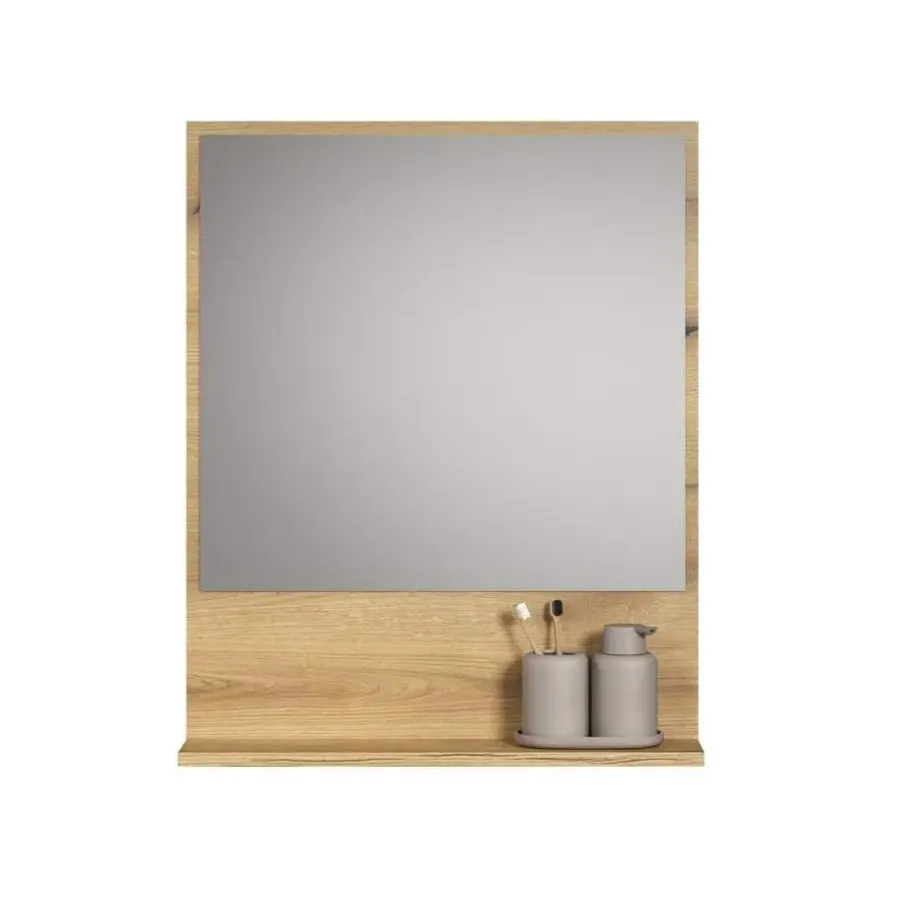 Spiegelkasten-Hioshop PureBliss spiegel bad 60cm met plank eik decor
