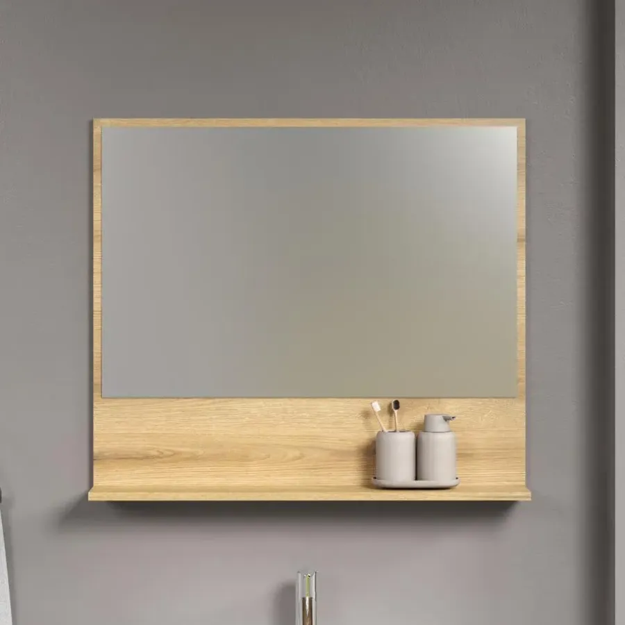Hioshop PureBliss spiegel bad 80cm met plank eik decor