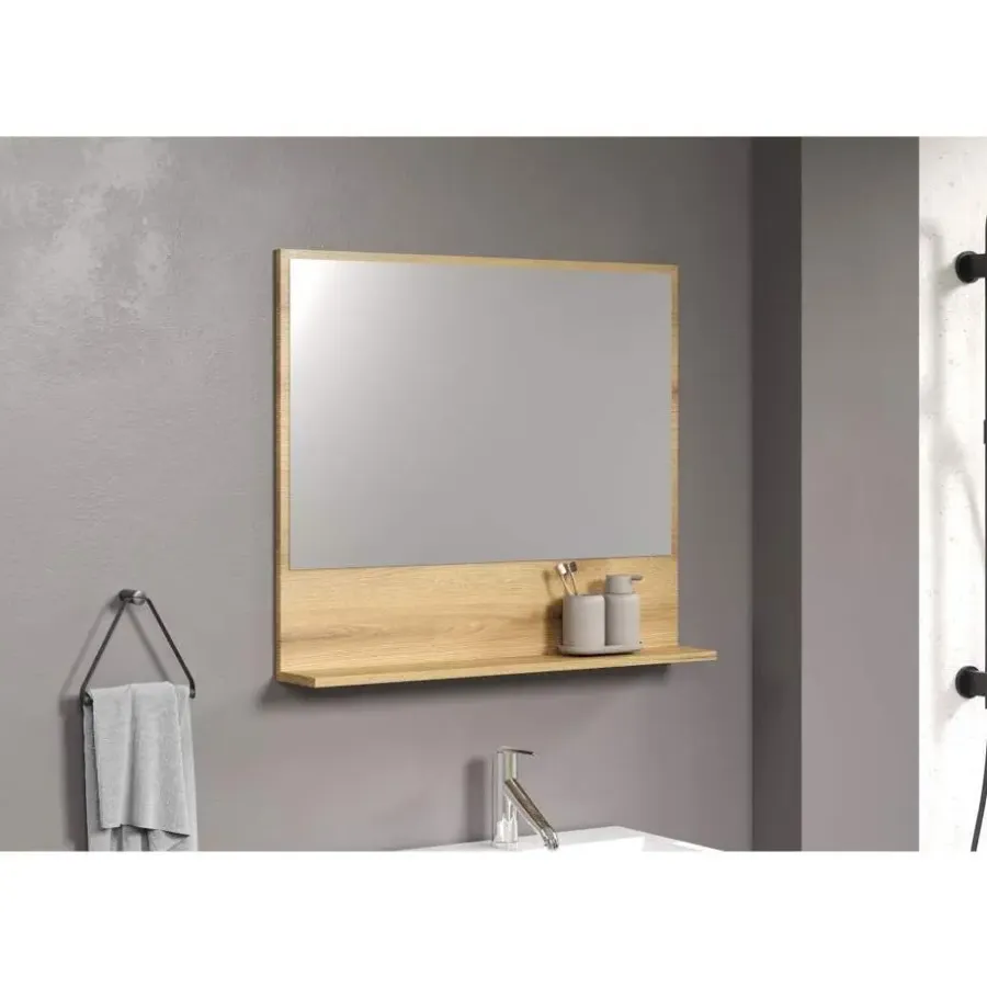 Hioshop PureBliss spiegel bad 80cm met plank eik decor