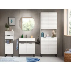 Hioshop Riff spiegelkast Ø70 cm 1 deur wit