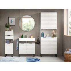 Hioshop Riff spiegelkast Ø70 cm 1 deur wit
