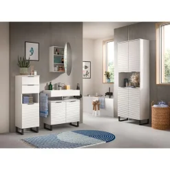 Hioshop Riff spiegelkast Ø70 cm 1 deur wit