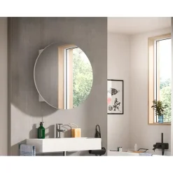 Hioshop Riff spiegelkast Ø70 cm 1 deur wit