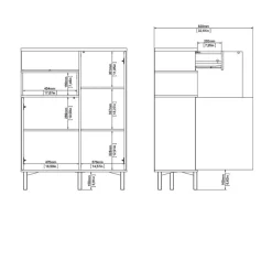 Hioshop Ringe dressoir 2 deuren- 1 lade en 1 vak wit en eiken decor
