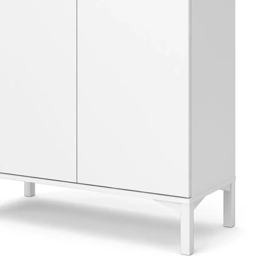 Hioshop Ringe dressoir 2 deuren- 1 lade en 1 vak wit en eiken decor