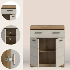 Badmeubelsets-Merkloos Hioshop Scout badkamerkast 2 deuren- 1 lade kasjmier decor mat- eiken decor