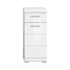 Hoge Kasten-Merkloos Hioshop Scout badkamerkast 1 deur- 1 lade wit hoogglans- wit