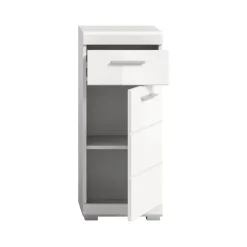 Hoge Kasten-Merkloos Hioshop Scout badkamerkast 1 deur- 1 lade wit hoogglans- wit