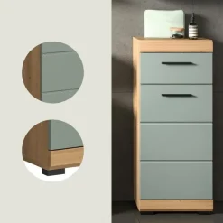 Merkloos Hioshop Scout badkamerkast 1 deur- 1 lade salvie decor- eiken decor