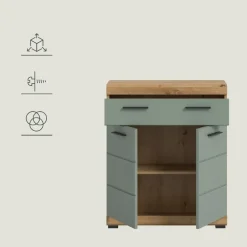 Badmeubelsets-Merkloos Hioshop Scout badkamerkast 2 deuren- 1 lade salvie decor- eiken decor