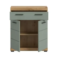Badmeubelsets-Merkloos Hioshop Scout badkamerkast 2 deuren- 1 lade salvie decor- eiken decor