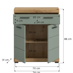 Badmeubelsets-Merkloos Hioshop Scout badkamerkast 2 deuren- 1 lade salvie decor- eiken decor