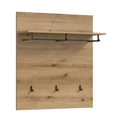 Kapstokken-Hioshop Scout kapstok 3 haken 1 kledingstang 1 plank eik decor