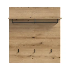 Kapstokken-Hioshop Scout kapstok 3 haken 1 kledingstang 1 plank eik decor