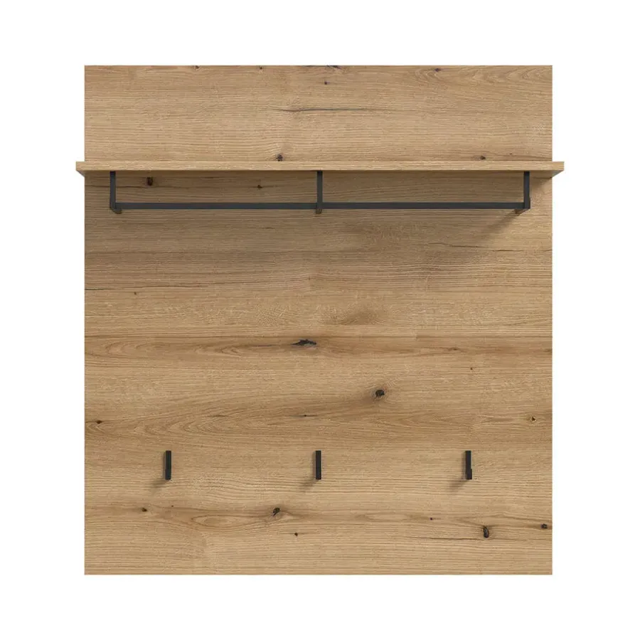 Kapstokken-Hioshop Scout kapstok 3 haken 1 kledingstang 1 plank eik decor