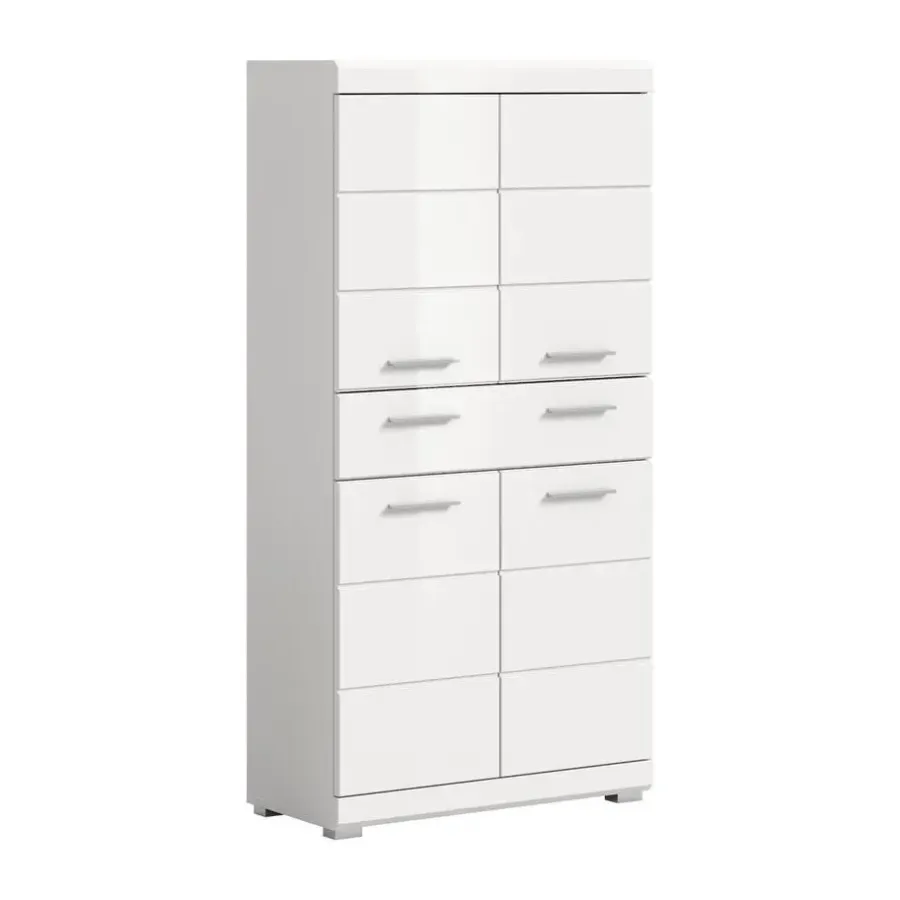 Merkloos Hioshop Scout kolomkast 4 deuren- 1 lade wit hoogglans- wit