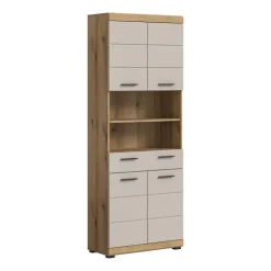 Merkloos Hioshop Scout kolomkast 4 deuren- 1 lade- 2 planken kasjmier decor mat- eiken