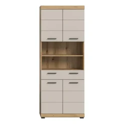 Merkloos Hioshop Scout kolomkast 4 deuren- 1 lade- 2 planken kasjmier decor mat- eiken