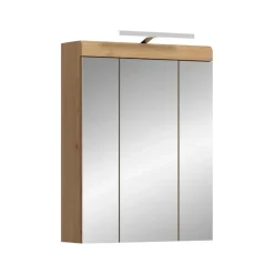 Spiegelkasten-Merkloos Hioshop Scout spiegelkast 2 deuren- 3 spiegeldeuren- 3 planken salvie decor-