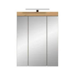 Spiegelkasten-Merkloos Hioshop Scout spiegelkast 2 deuren- 3 spiegeldeuren- 3 planken salvie decor-