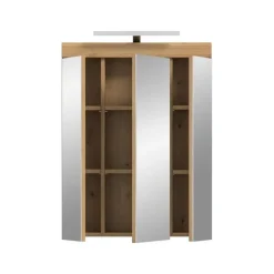 Spiegelkasten-Merkloos Hioshop Scout spiegelkast 2 deuren- 3 spiegeldeuren- 3 planken salvie decor-