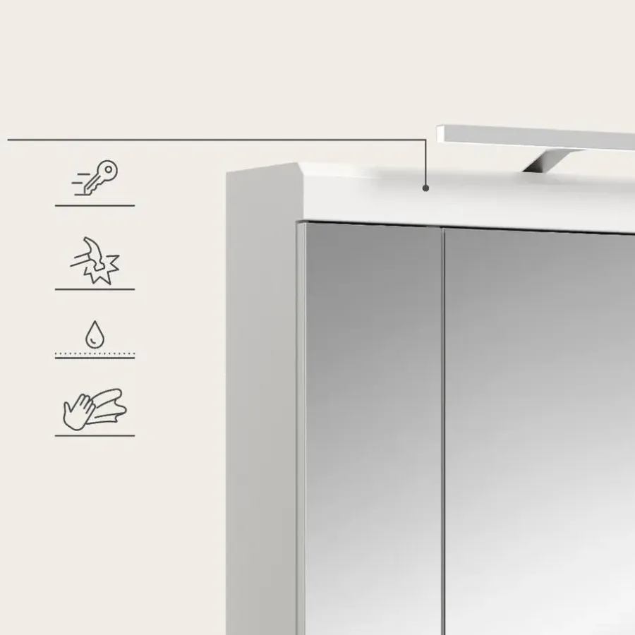 Merkloos Hioshop Scout spiegelkast inclusief verlichting 2 deuren- 3 spiegeldeuren- 3
