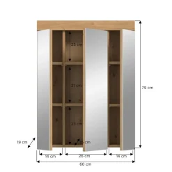 Merkloos Hioshop Scout spiegelkast 3 spiegeldeuren salvie decor- eiken decor