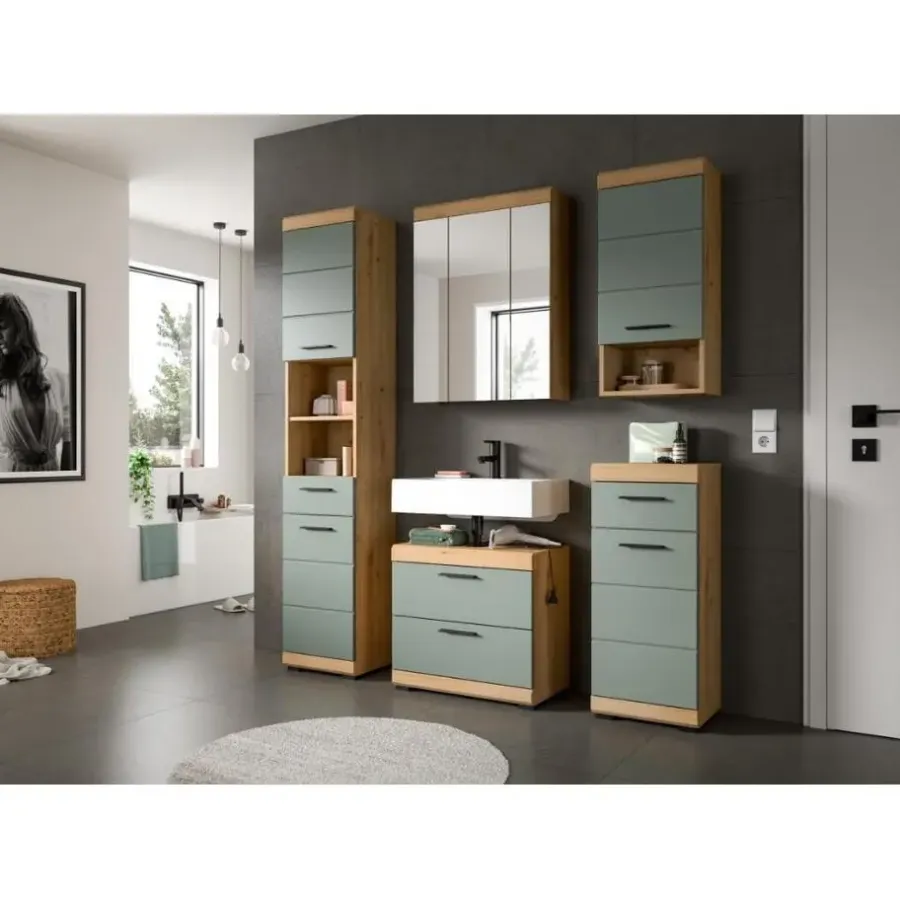 Merkloos Hioshop Scout spiegelkast 3 spiegeldeuren salvie decor- eiken decor