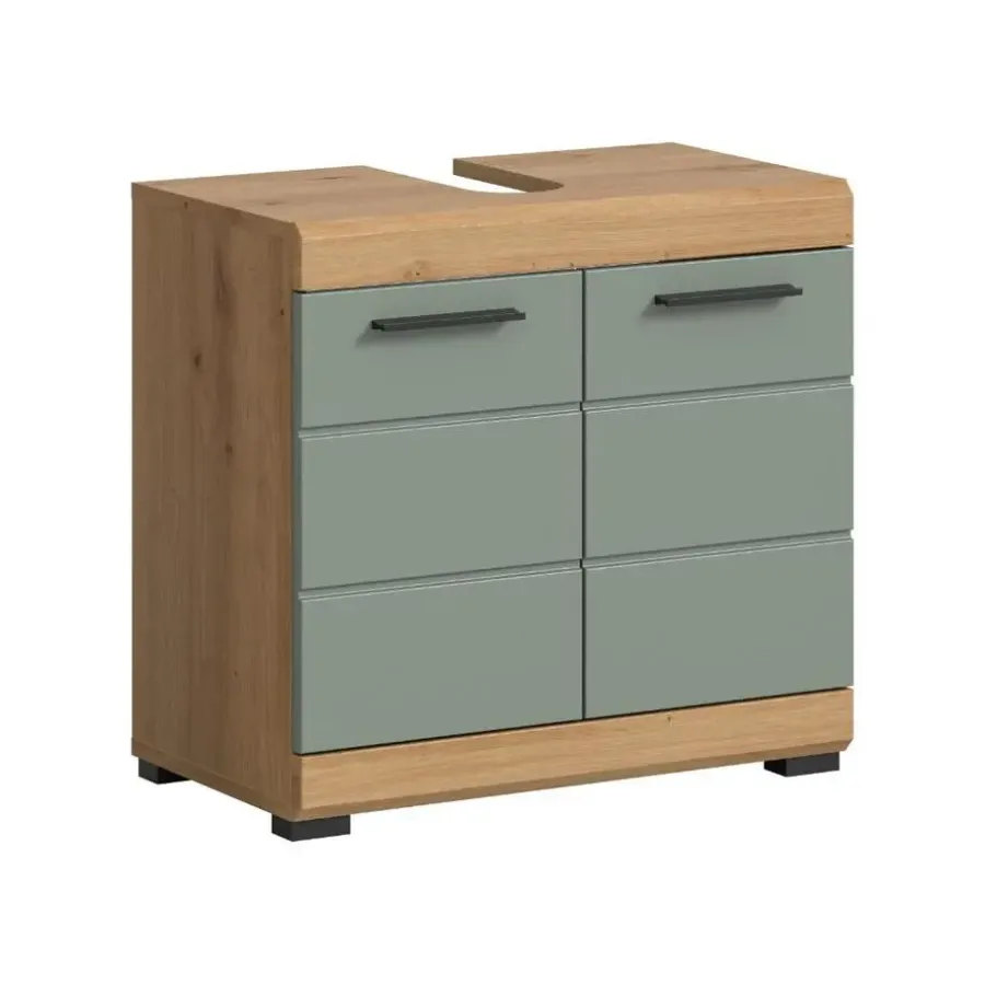 Wastafelkasten-Merkloos Hioshop Scout wastafel 2 deuren- 2 lades salvie decor- eiken decor