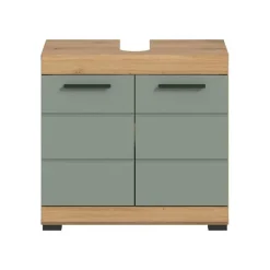 Wastafelkasten-Merkloos Hioshop Scout wastafel 2 deuren- 2 lades salvie decor- eiken decor